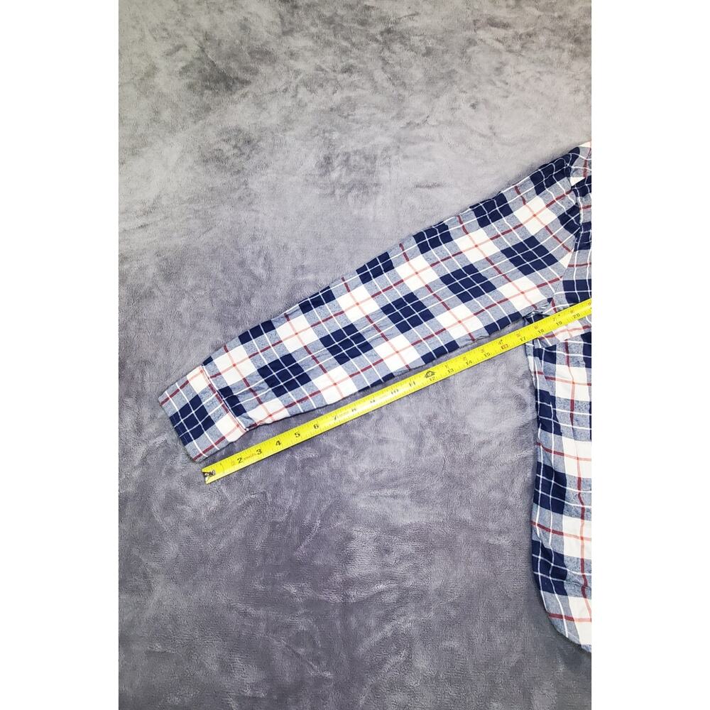 J.Crew Flannel Shirt Womens Sz L Blue Buffalo Check Long Sleeve Button Up C28-31 - Picture 4 of 9
